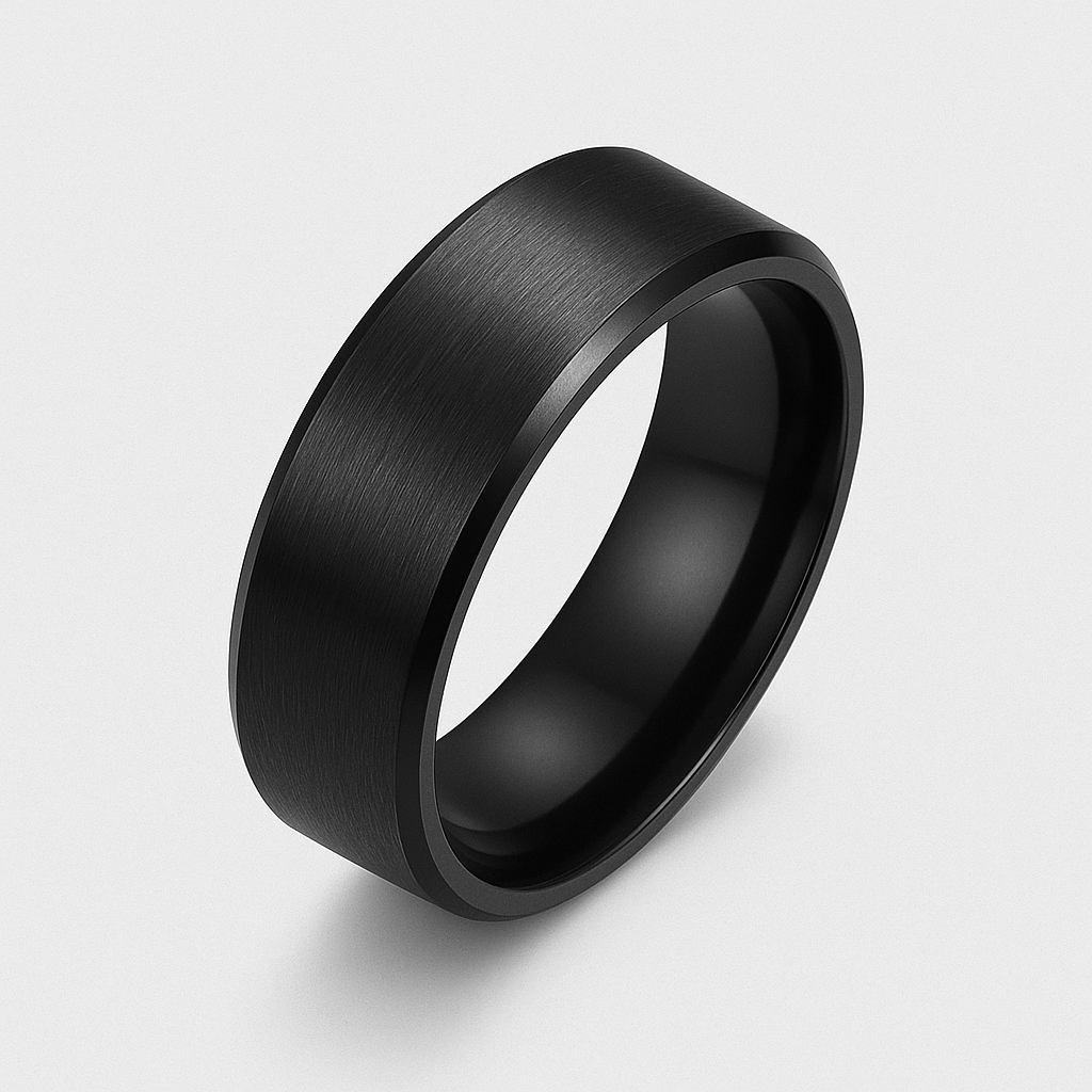 Anillo Biselado Negro I Titanium