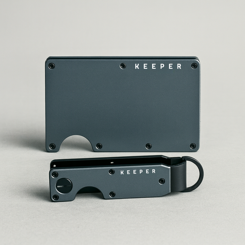 Kit Premium Gris – Cartera + Keycase