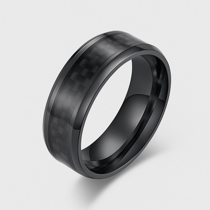Anillo Negro I Fibra de Carbono Entrelazado