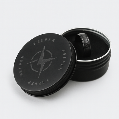 Anillo Negro I Fibra de Carbono Entrelazado