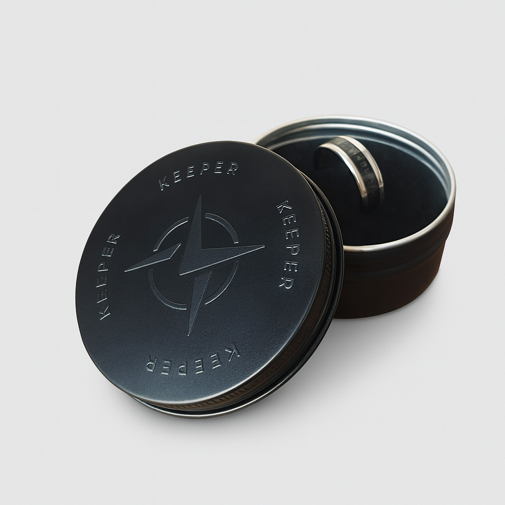 Anillo Negro y Silver I Fibra de Carbono Entrelazado