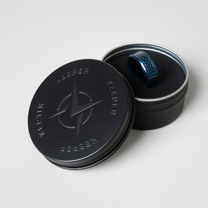 Anillo Azul y Negro I Fibra de Carbono Entrelazado