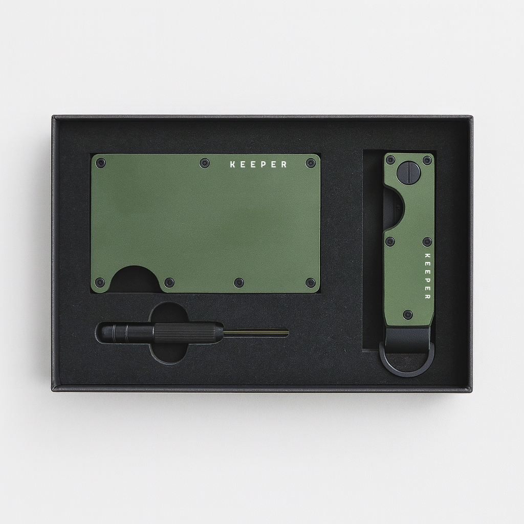 Kit Premium Verde Oliva – Cartera + Keycase