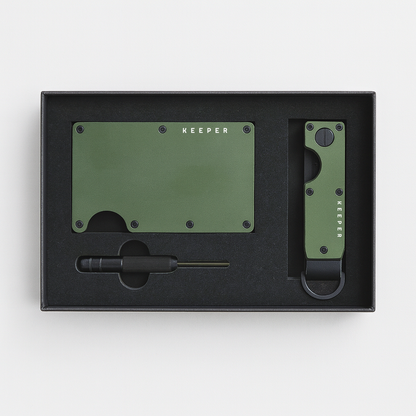 Kit Premium Verde Oliva – Cartera + Keycase