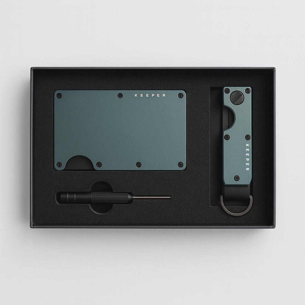 Kit Premium Gris – Cartera + Keycase