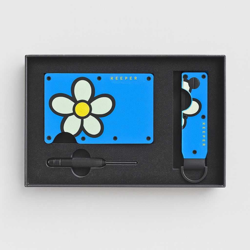 Kit Premium Happy Flower – Cartera + Keycase