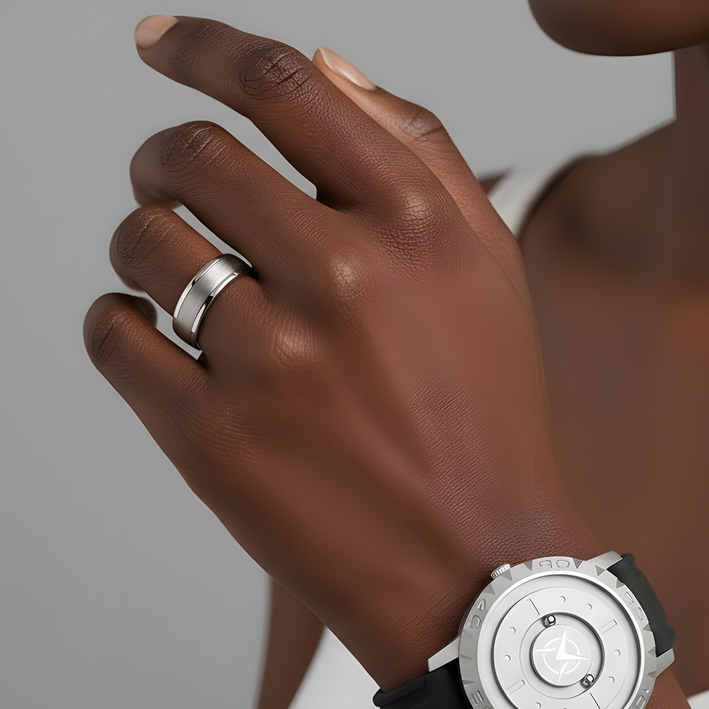 Anillo Biselado Negro I Titanium